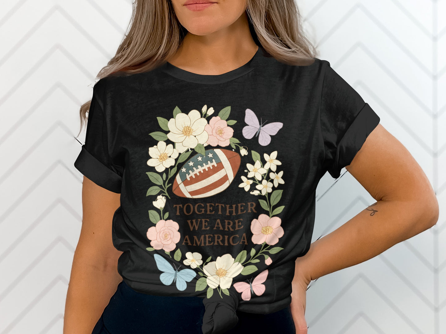Together We Are America Floral Football Shirt
