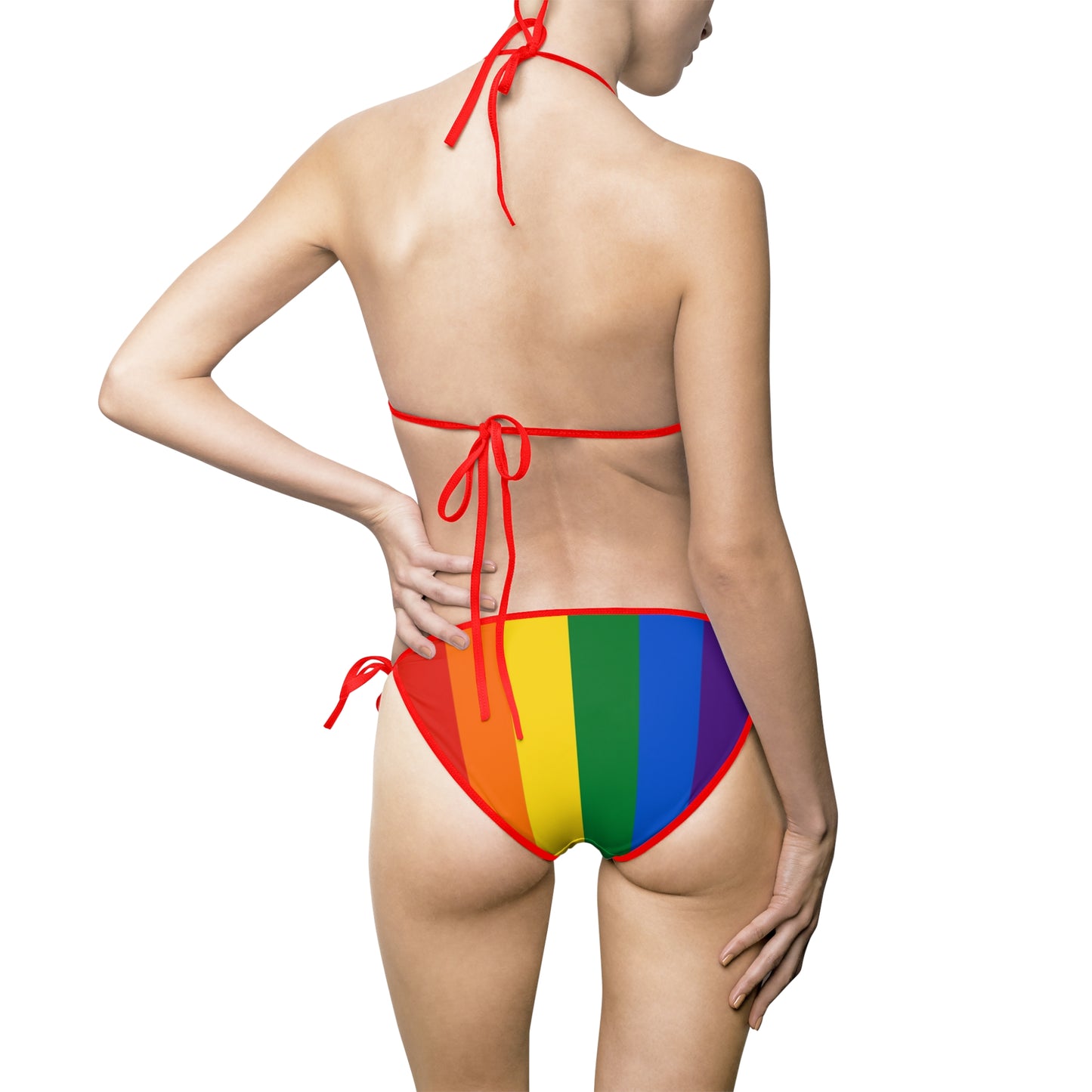 Pride Love Is Love Bikini Set, LGBTQ+ Swimwear, Summer Beach Outfit, Vibrant Colorful Two-Piece Swimsuit, Pool Party Fashion
