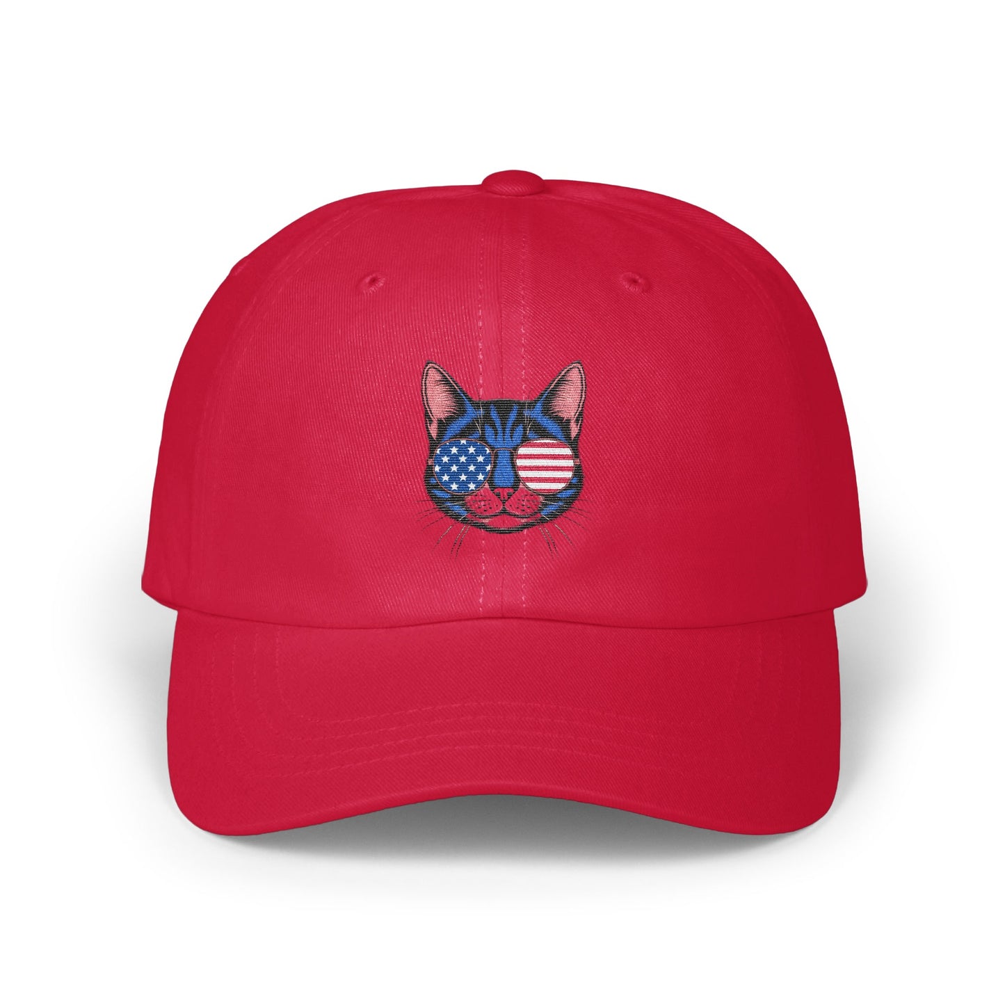 American Flag Cat Embroidered Red Baseball Cap product type