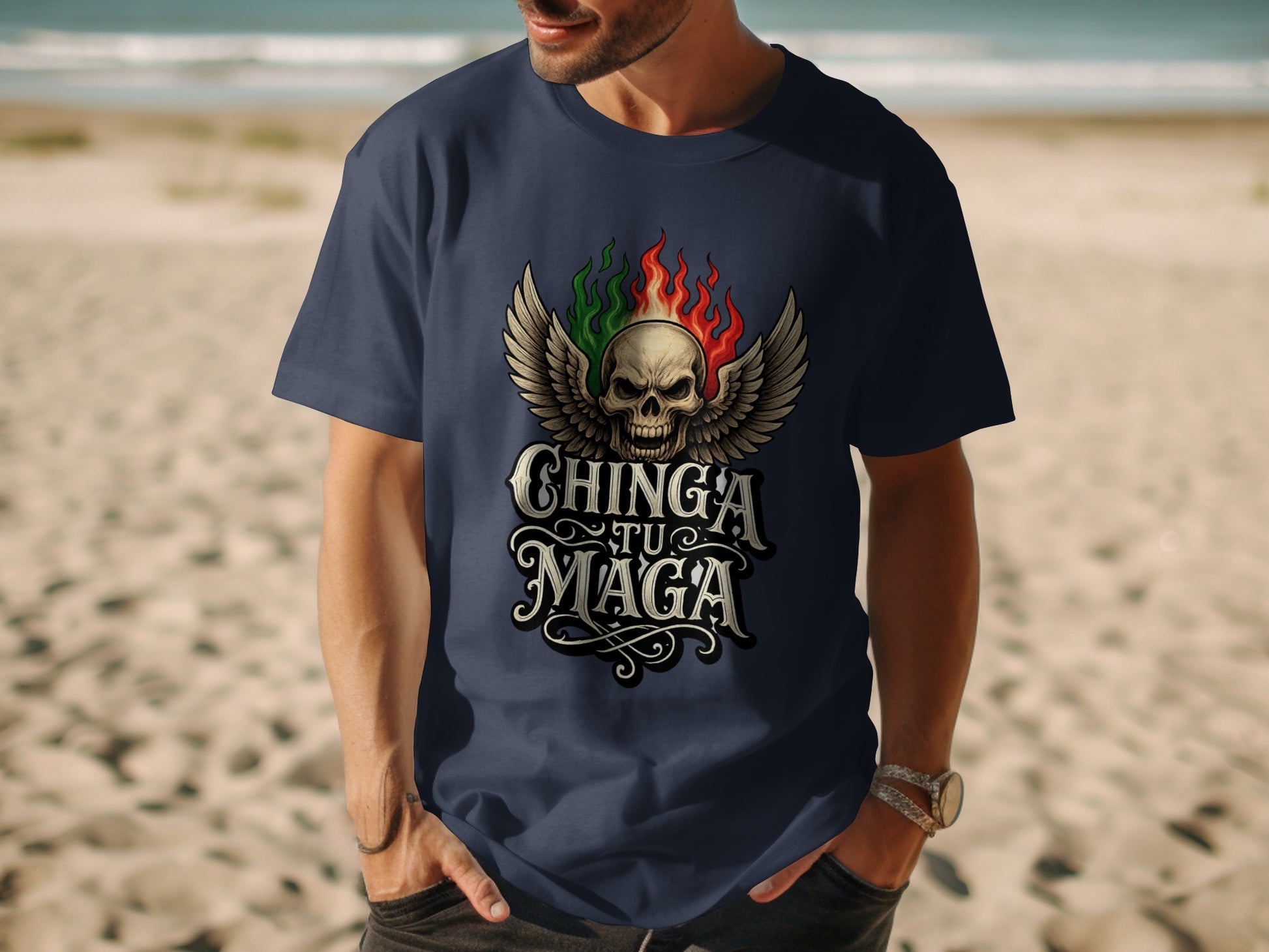Skull with Wings Chinga Tu Maga T-shirt product