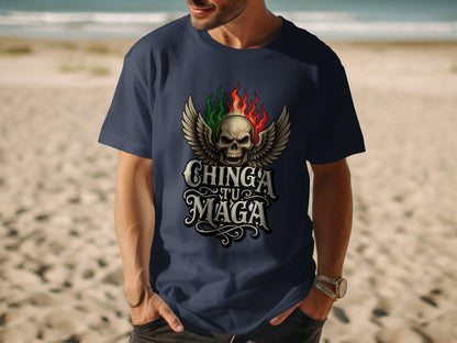 Skull with Wings Chinga Tu Maga T-shirt product