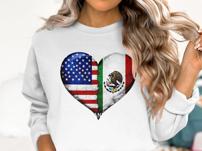 Heart Shape American and Mexican Flag Design product type