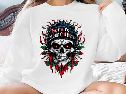 Born to Blend Cultures Skull Graphic Sweatshirt product