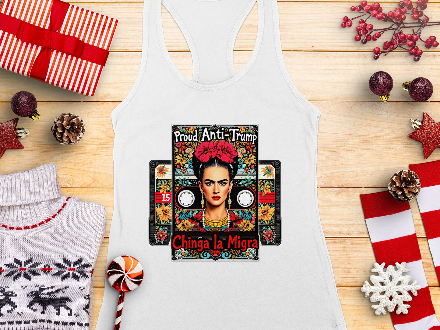 Proud Anti-Trump Chinga la Migra Graphic Tank Top