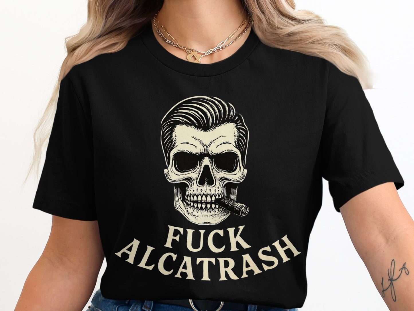Fuck Alcatrash Skull Smoking Graphic Shirt product type
