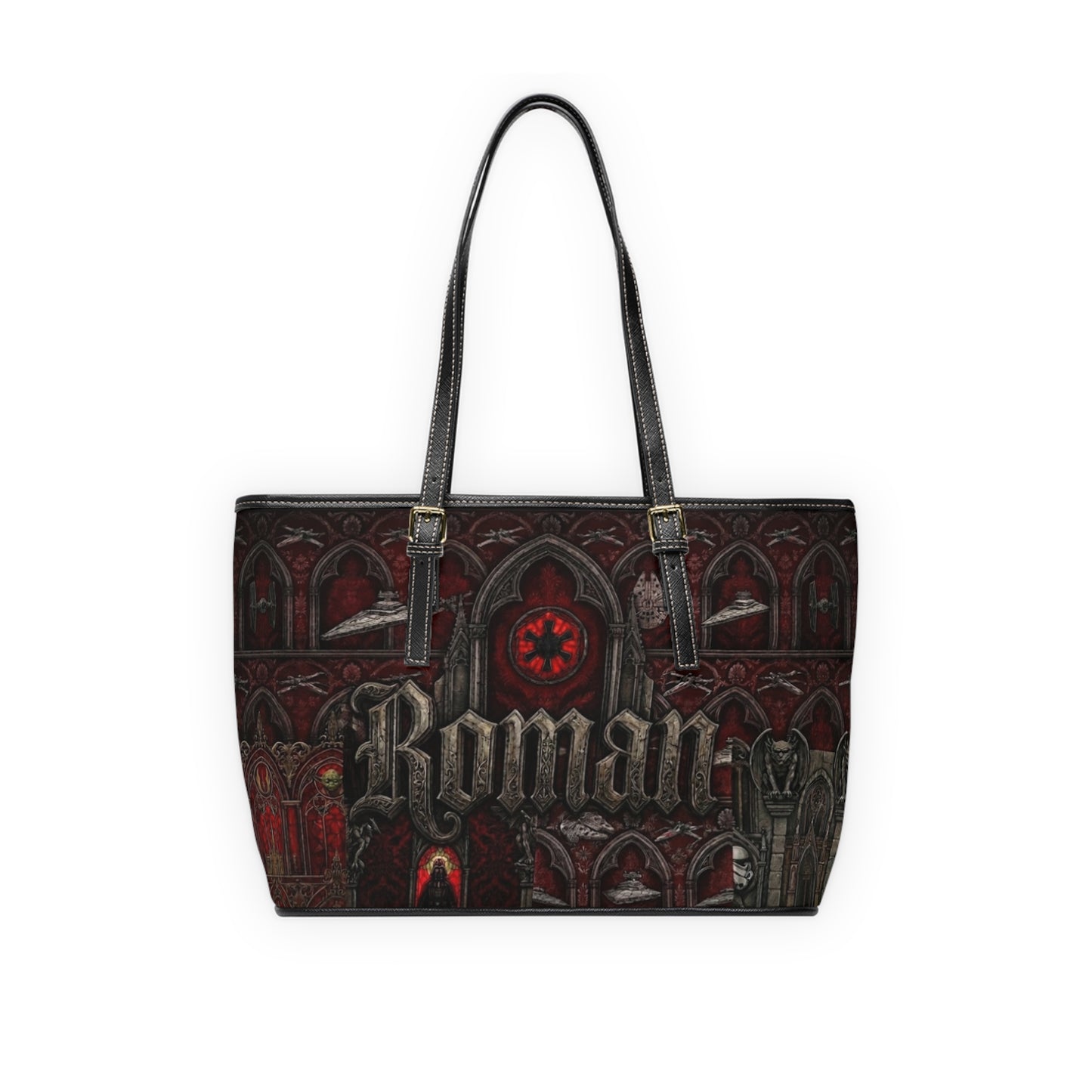 Gothic Roman PU Leather Shoulder Bag — Dark Cathedral Design