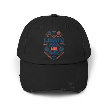 Liberty BBQ Unisex Distressed Cap - Perfect for Summer Grilling and Independence Day Celebrations