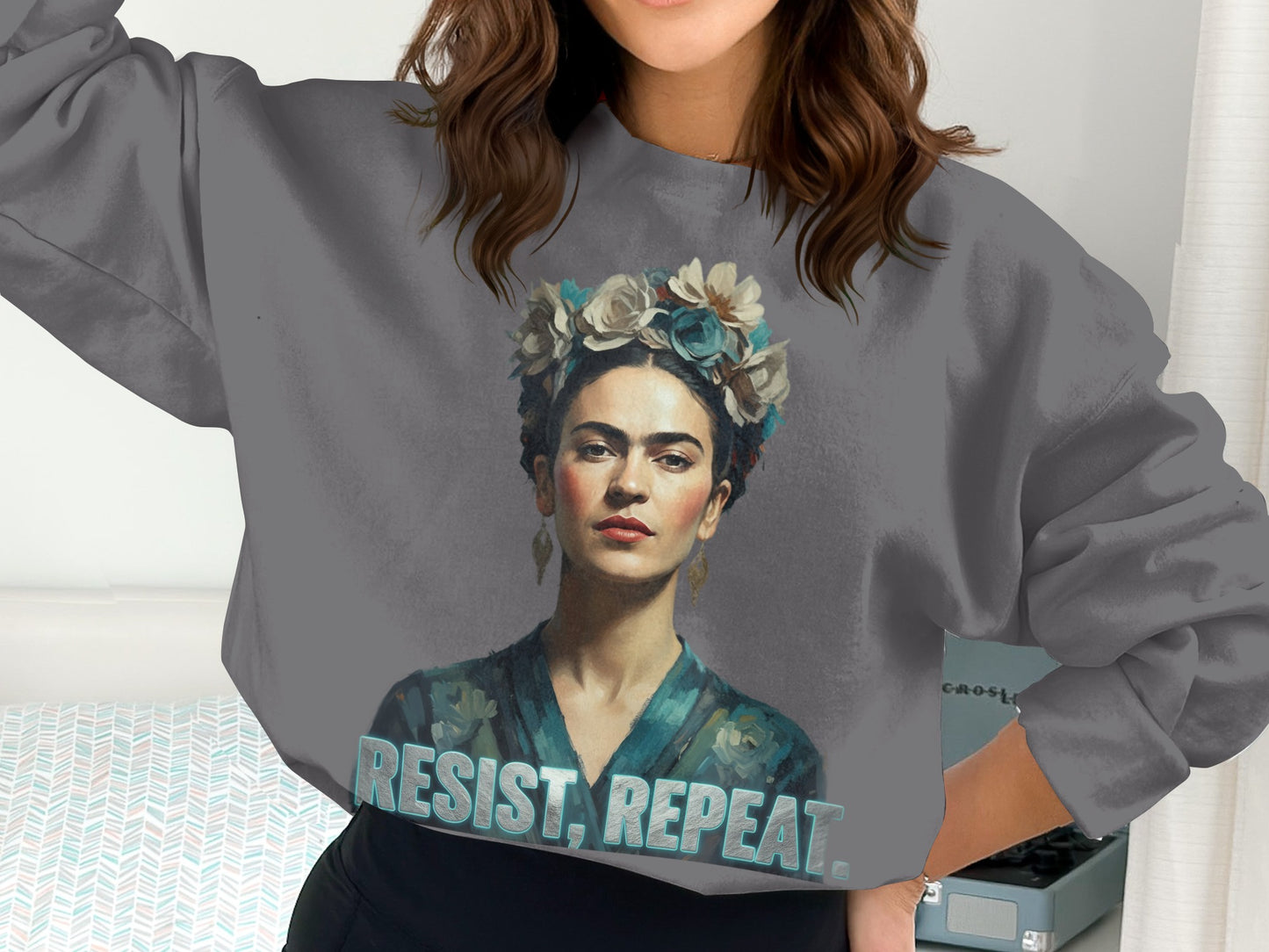 Powerful Resist Repeat Frida Kahlo Inspired Sweatshirt