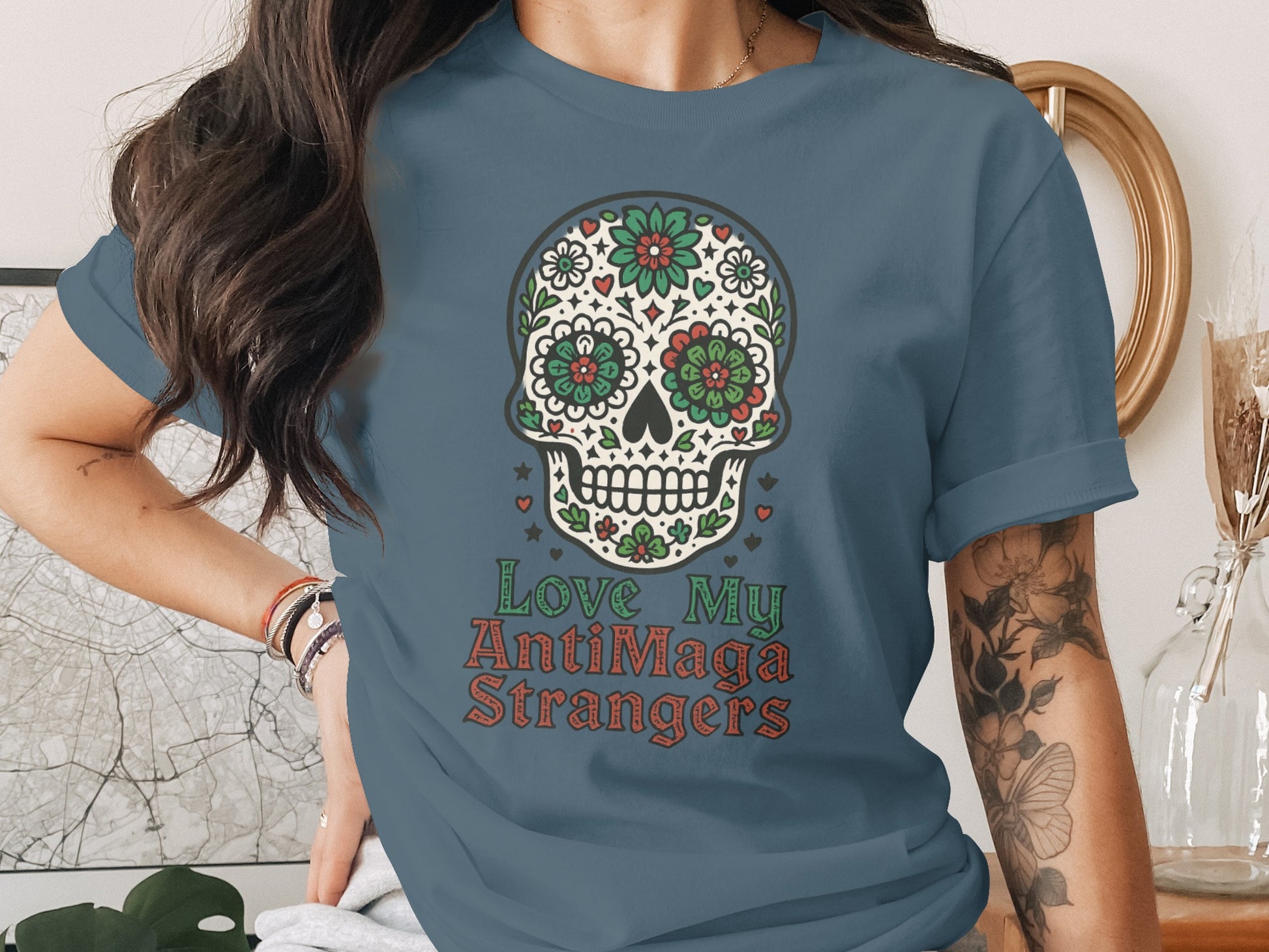 Love My AntiMaga Strangers Skull Graphic Tee