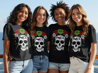 Colorful Skull and Rose Design Short Sleeve T-Shirt product