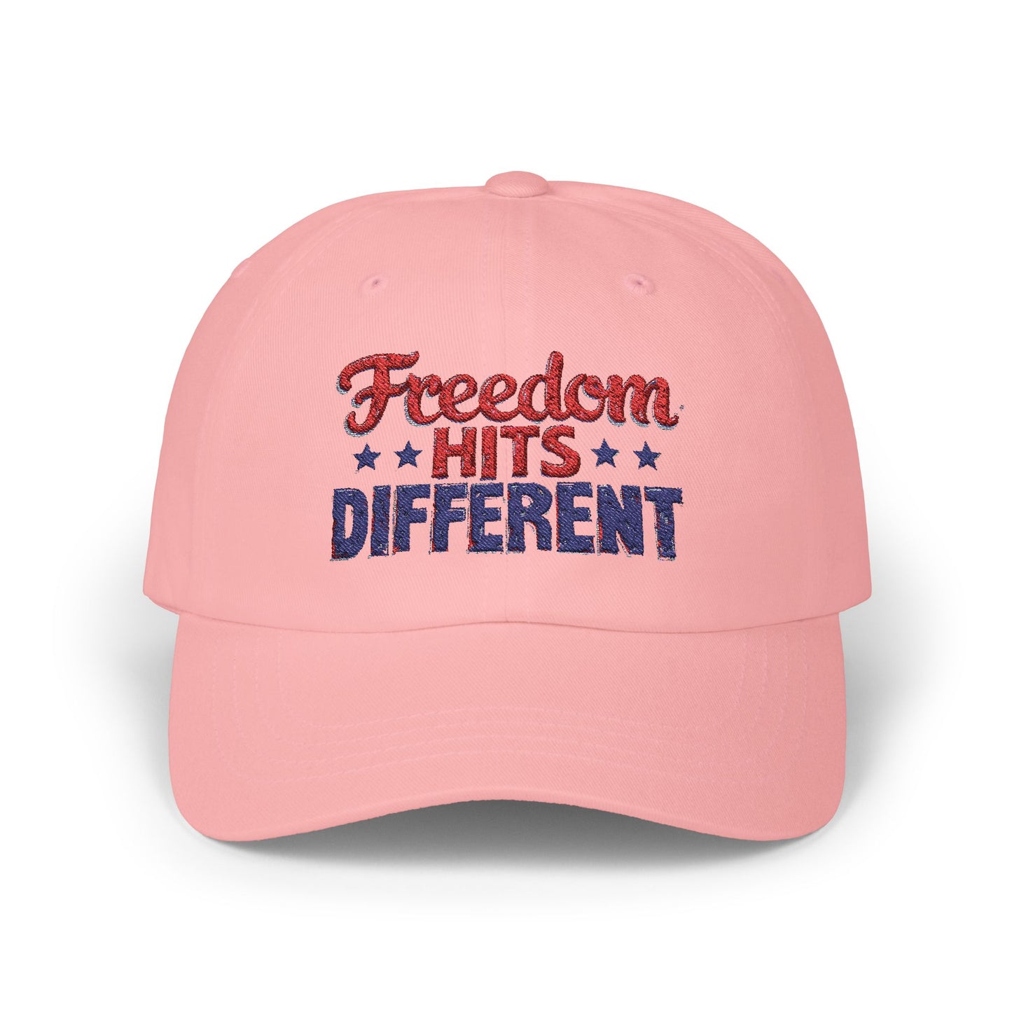 Freedom Hits Different Dad Cap - Classic White Adjustable Hat for Patriotic Fashion