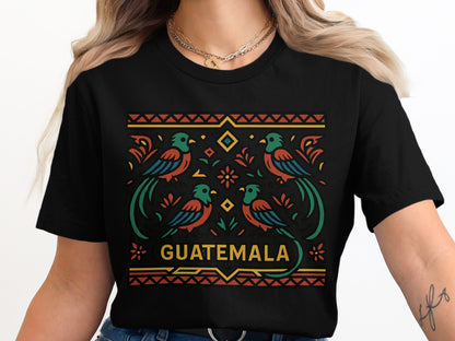 Guatemala Colorful Bird Art Black T-Shirt product