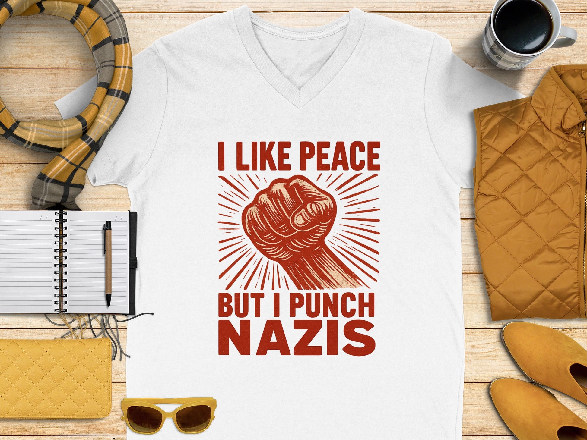 I Like Peace But I Punch Nazis T-shirt