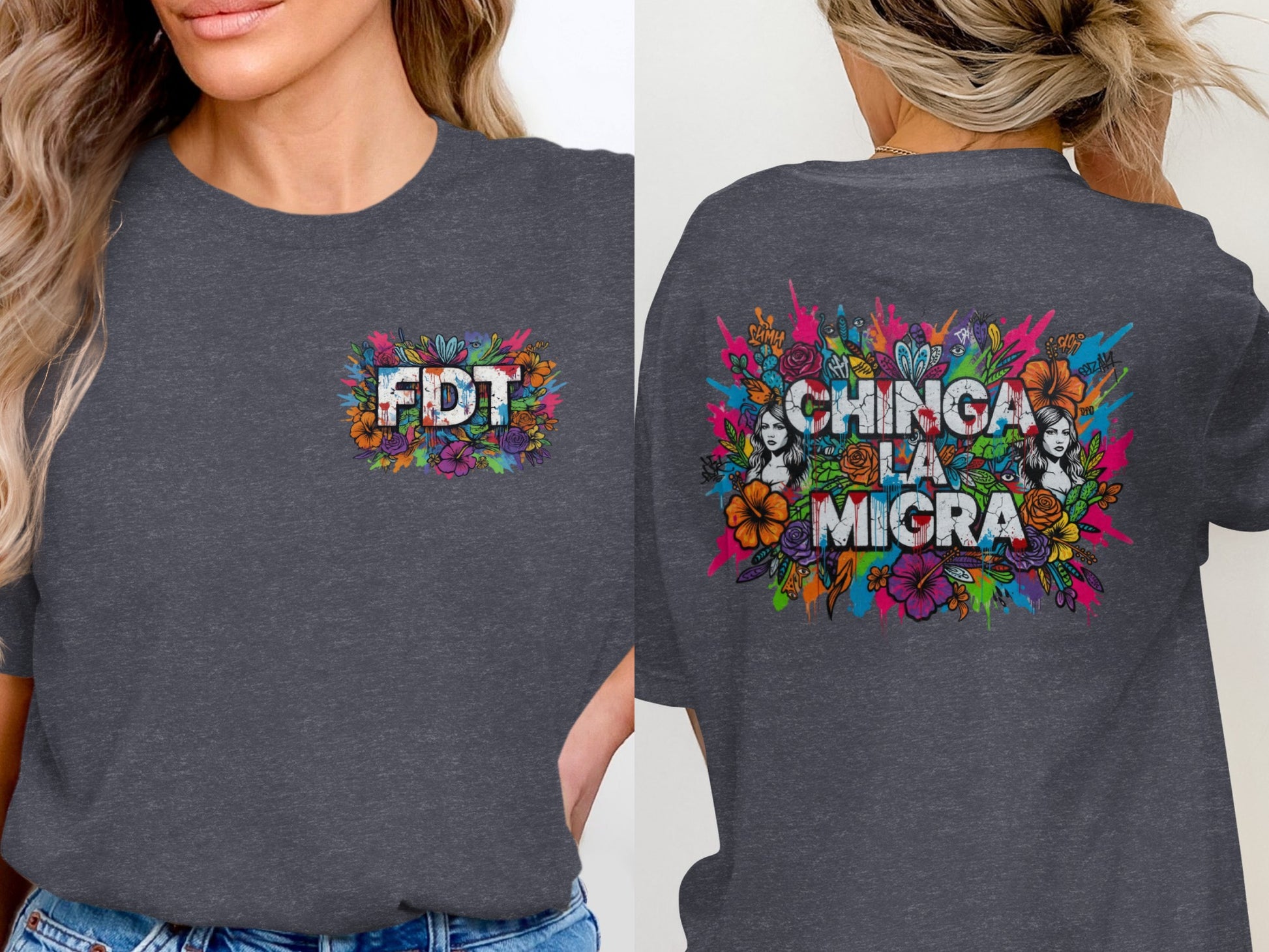 Colorful Graphic Tee with Bold Lettering Design