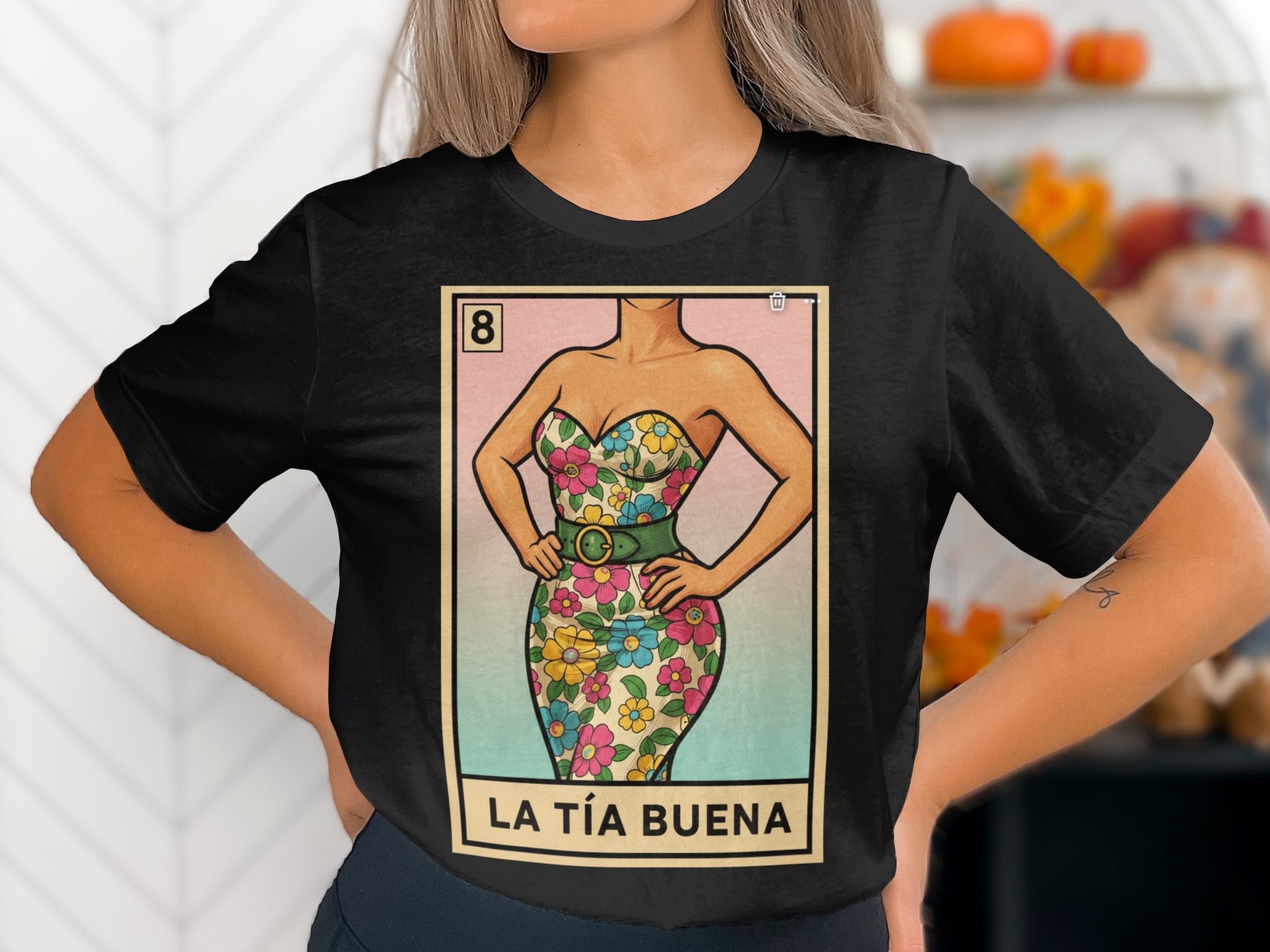 La Tía Buena Lotería Card Graphic Black Shirt product