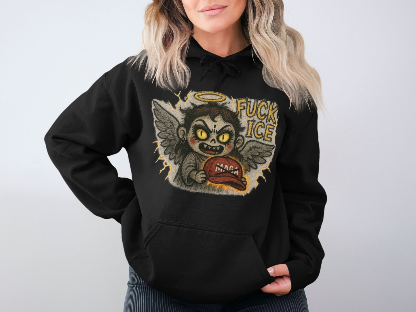 Edgy Cartoon Angel with Hat Spicy Hoodie product type