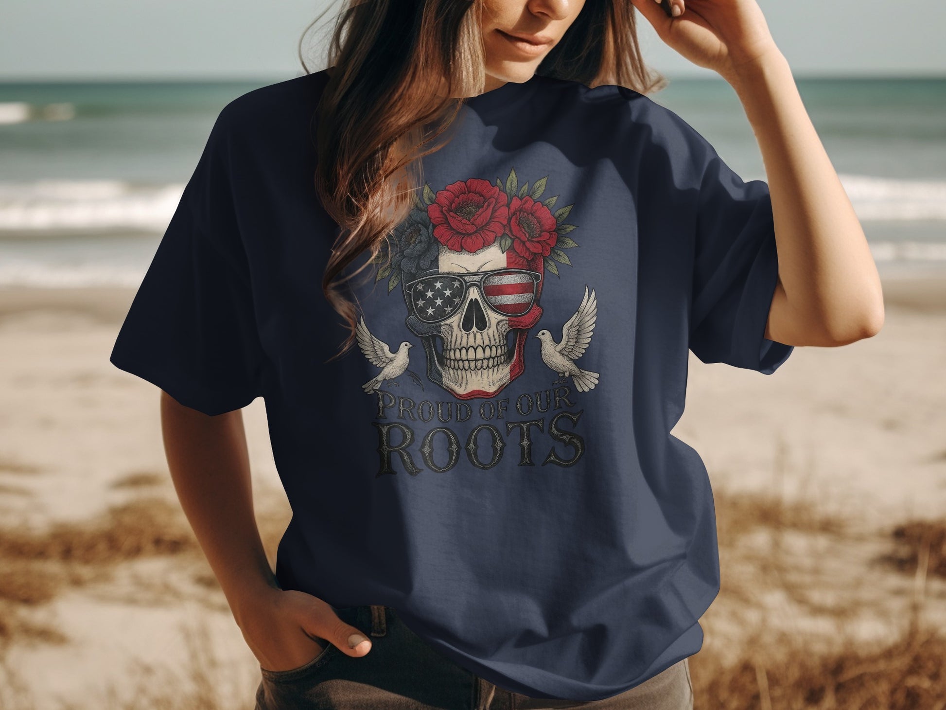 Proud of Our Roots Skull Design T-shirt product