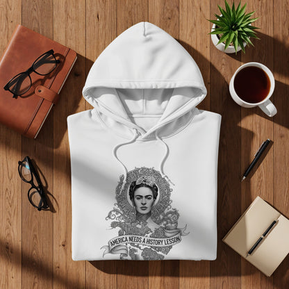 Frida Kahlo America Needs History Lesson Black Background Hoodies