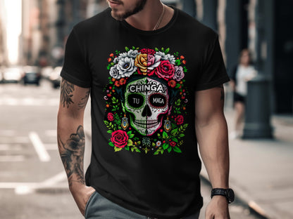Chinga Tu Maga Detailed Skull Design T-Shirt product