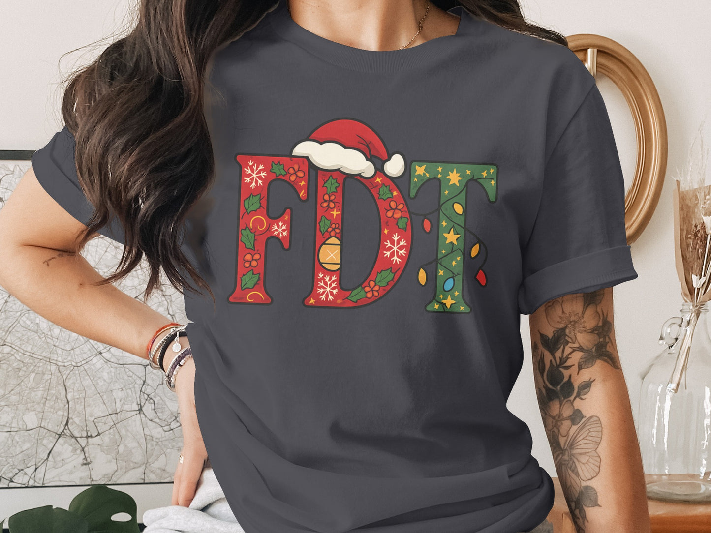 FDT Santa Christmas Graphic Tee Holiday Shirt