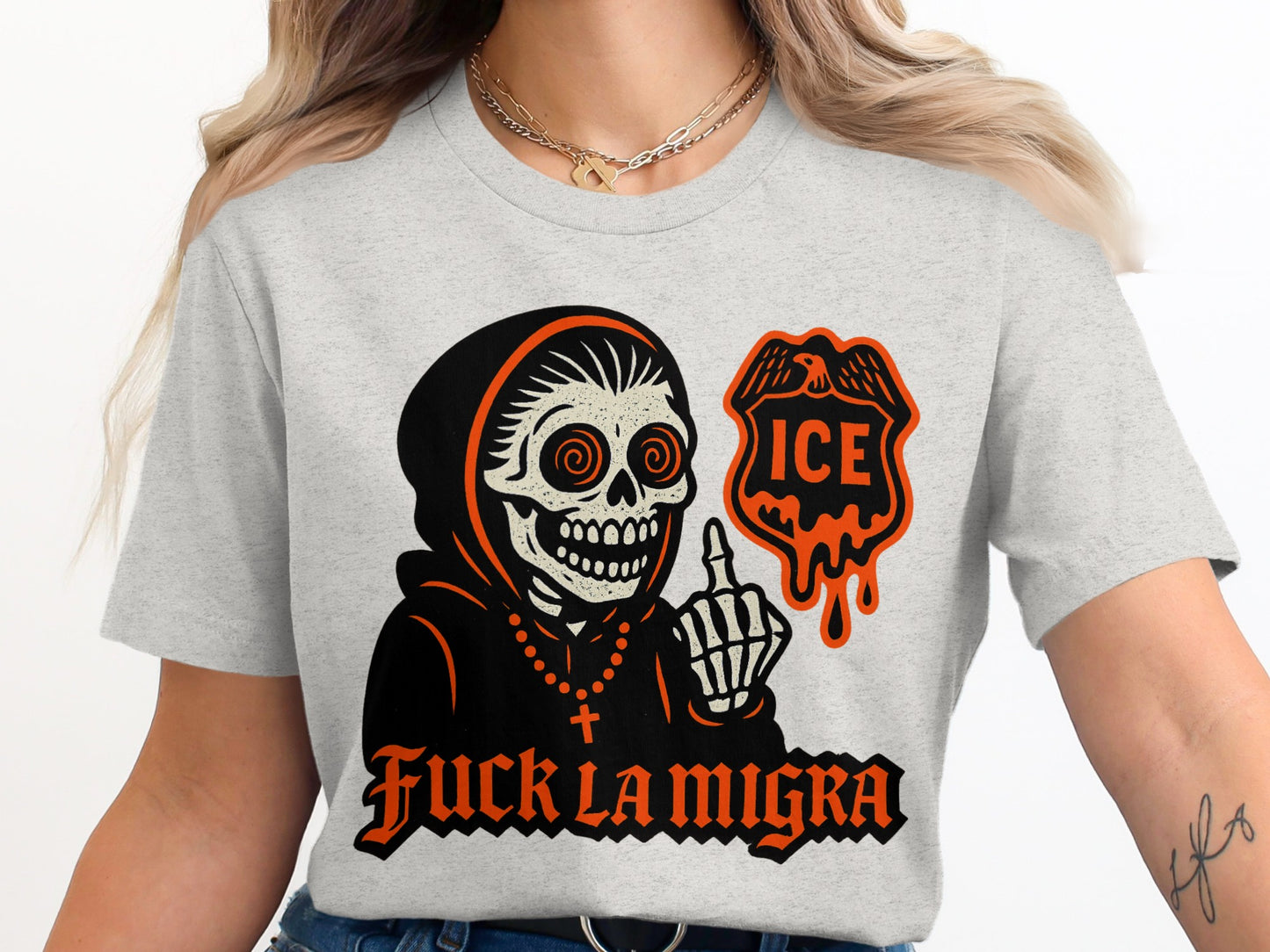 Bold Graphic Tee with Eye-Catching Skeleton Design product type