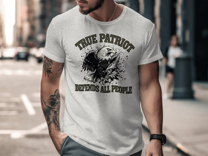 True Patriot Defends All People Eagle Graphic Shirt