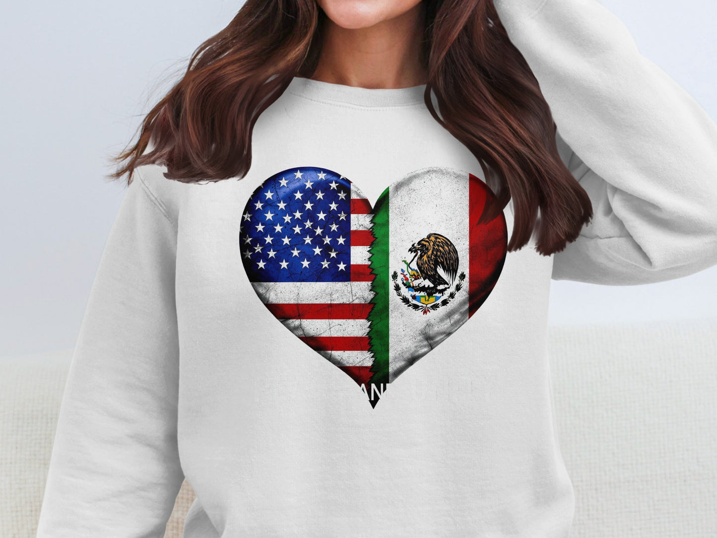 American and Mexican Flag Heart Graphic Print product