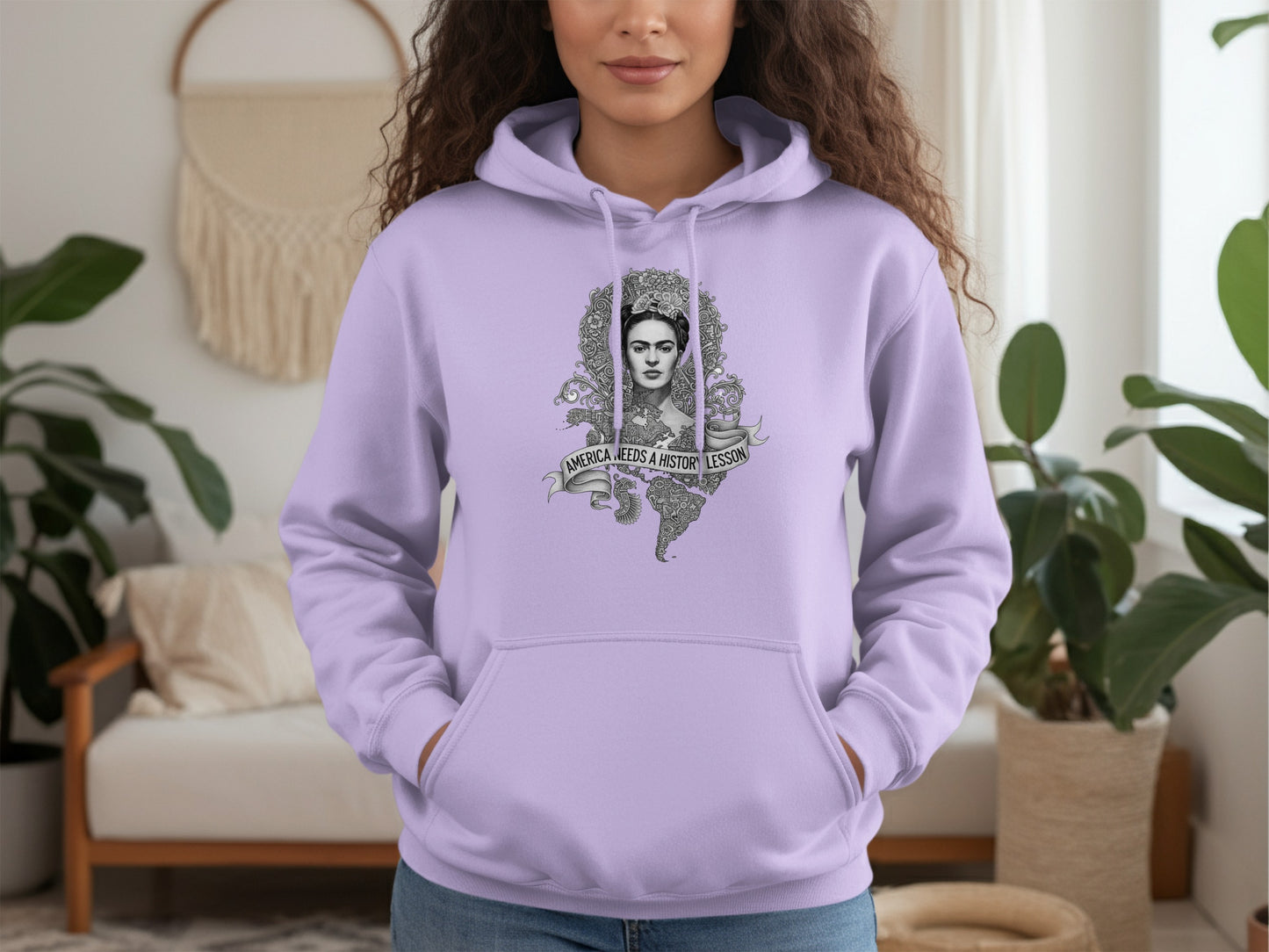Frida Kahlo America Needs History Lesson Black Background Hoodies