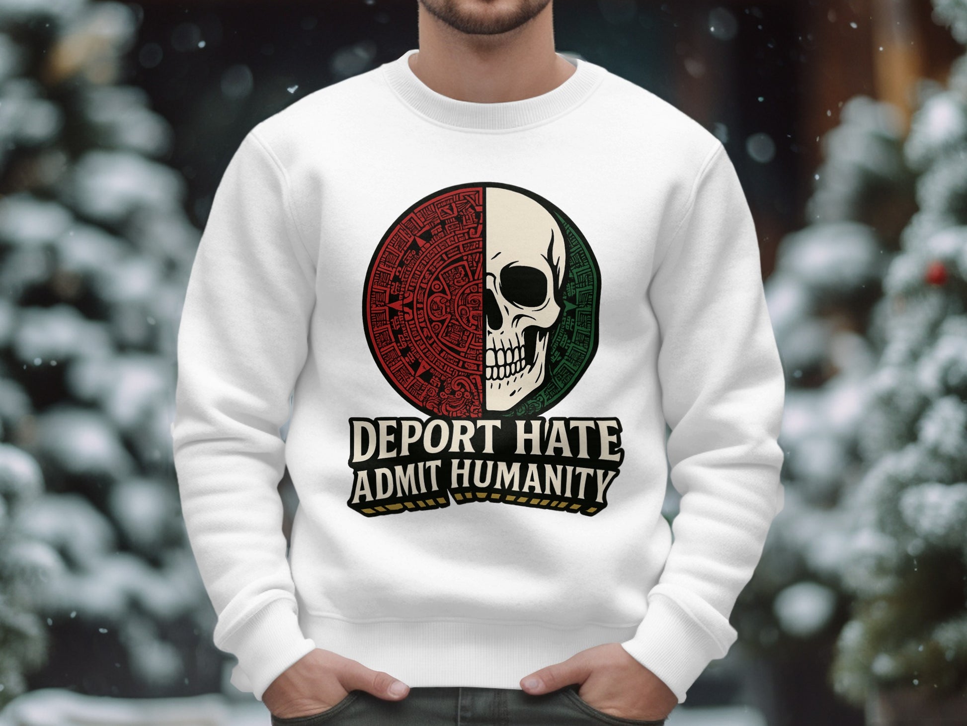 Deport Hate Admit Humanity Skull Graphic Sweatshirt product