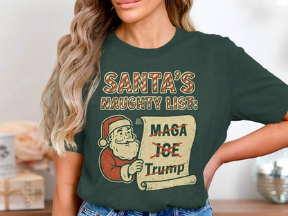 Santa's Naughty List Trump Shirt Christmas Typography