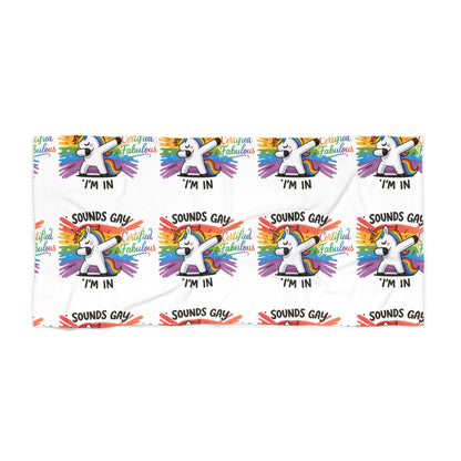 Pride Fabulous Unicorn Beach Towel - Vibrant & Fun, LGBTQ+ Pride, Summer Necessity, Poolside Chill, Gift for Beach Lovers