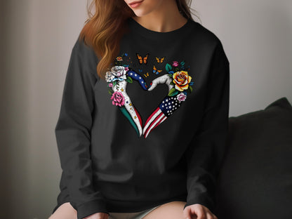 Heart and Floral Design with American Flag shirt