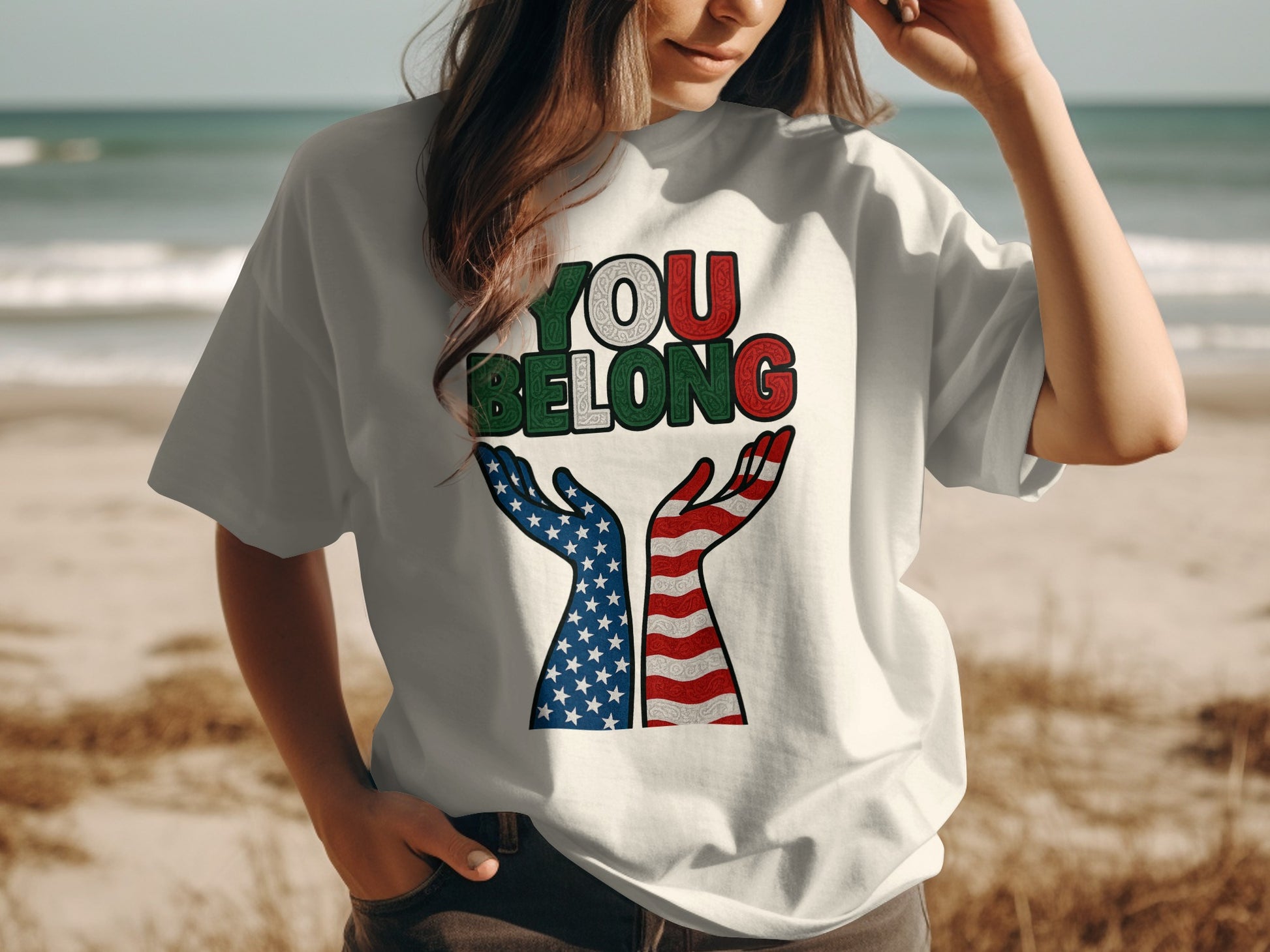 YOU BELONG Patriotic Design Short Sleeve Shirt product