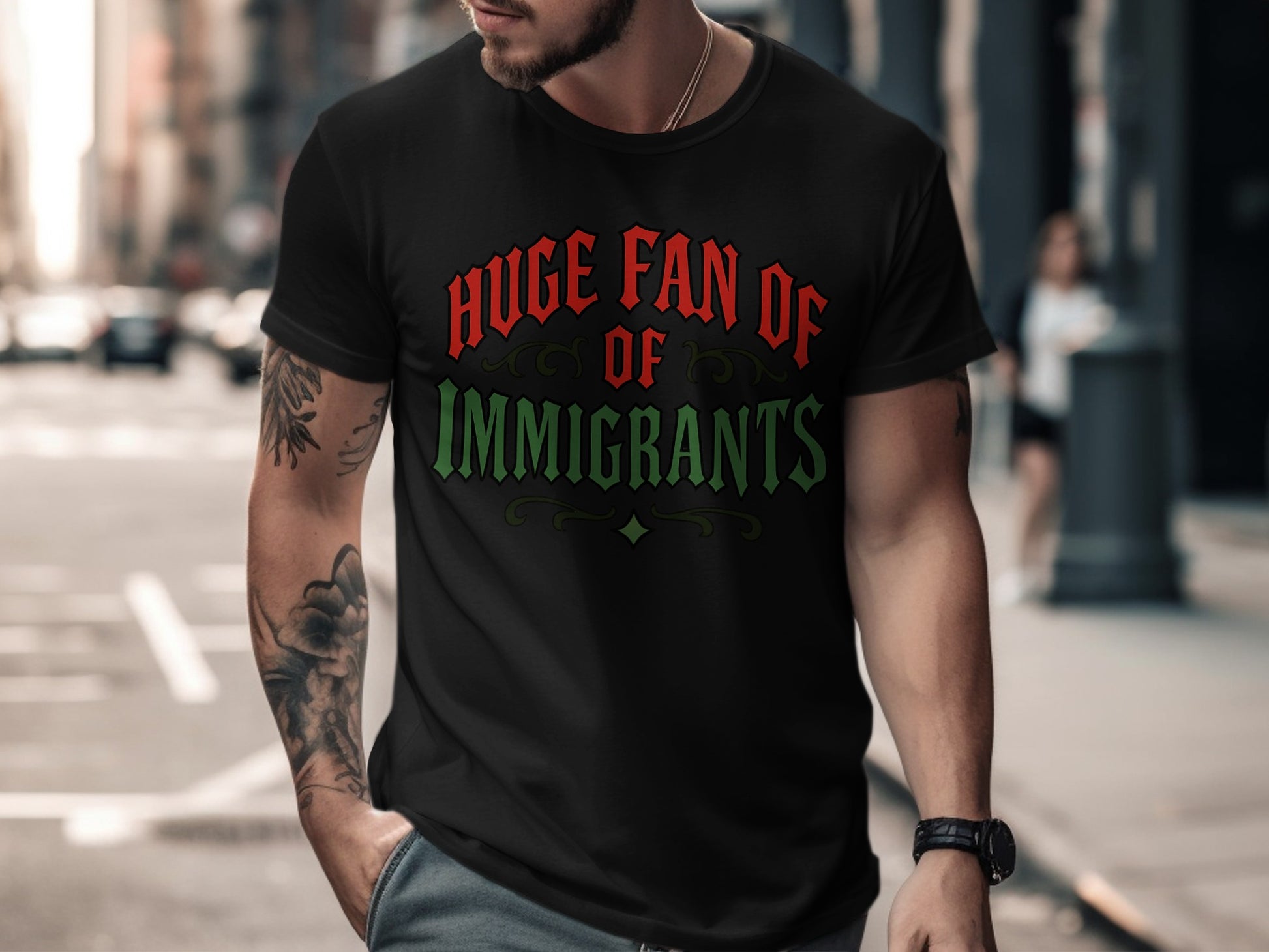 Huge Fan of Immigrants Graphic Statement Shirt