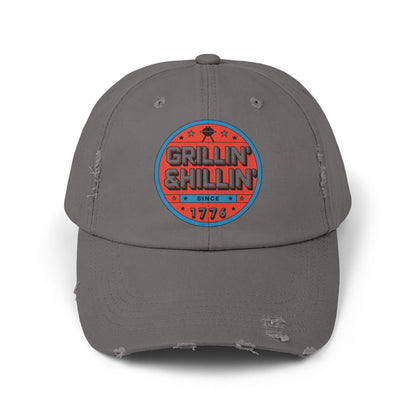 Grillin' Shillin' Unisex Distressed Cap - Casual Outdoor Hat for BBQ Lovers
