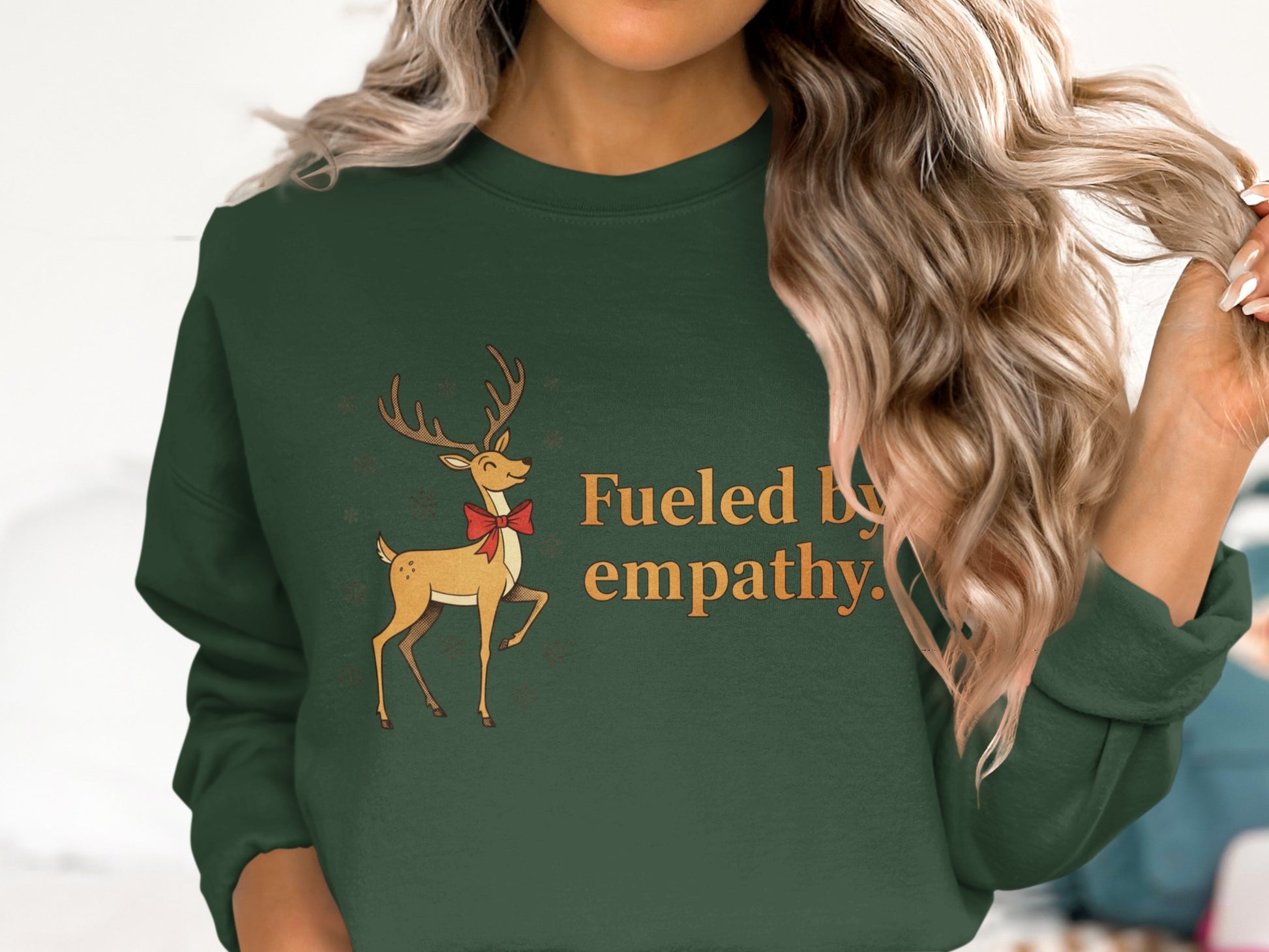 Fueled by Empathy Reindeer Graphic Sweatshirt