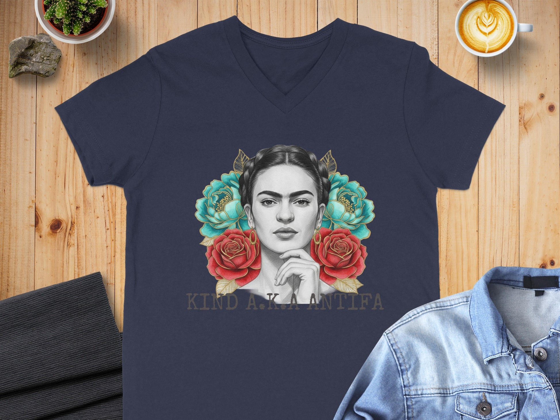 Kind AKA Antifa Graphic V-Neck Tee Shirt