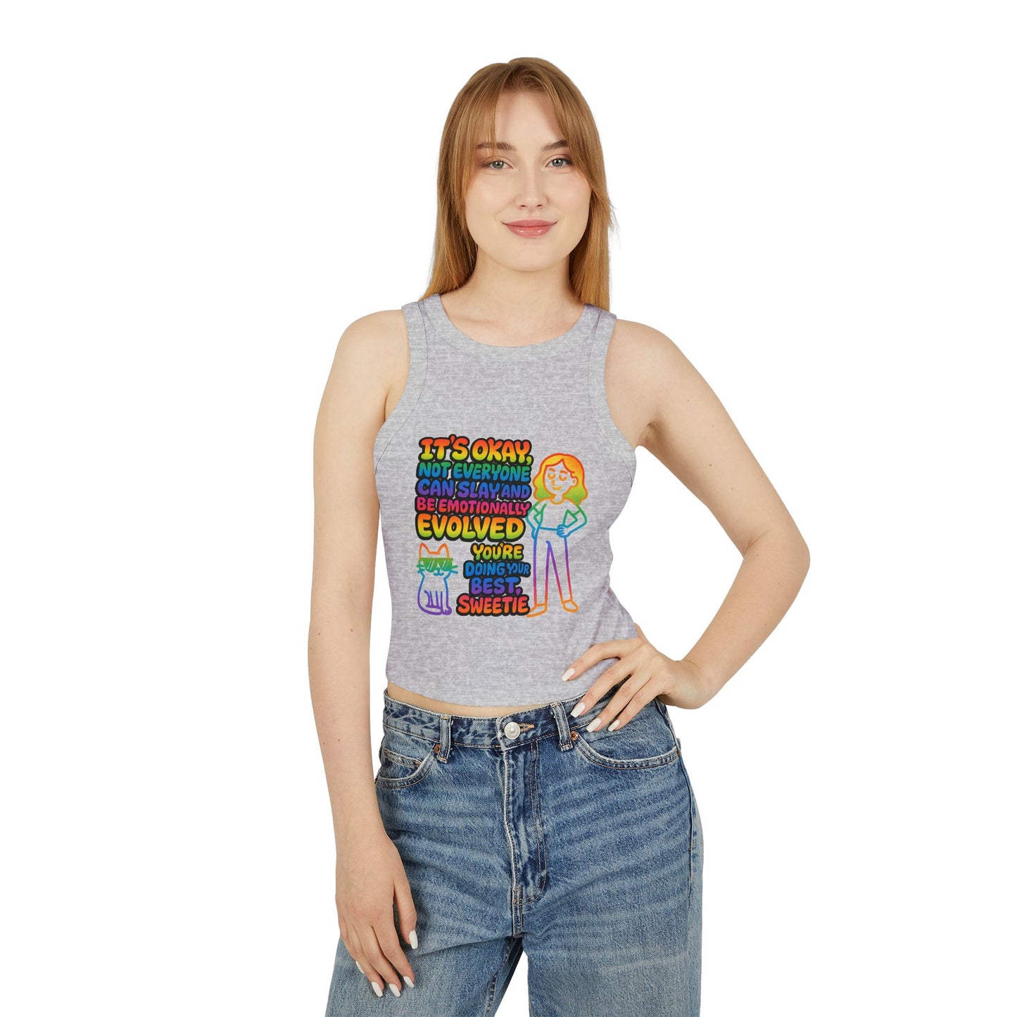 Pride Tank Top Motivational Women's Racer Tank Top - "You're Doing Your Best, Sweetie"