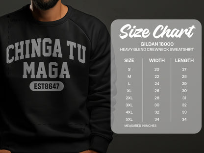 CHINGA TU MAGA EST8647 Printed Heavy Blend Crewneck Sweatshirt