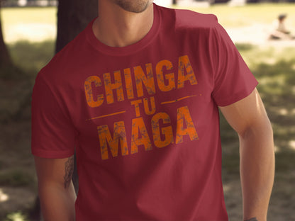 Bold Red Chinga Tu Maga Statement T-Shirt