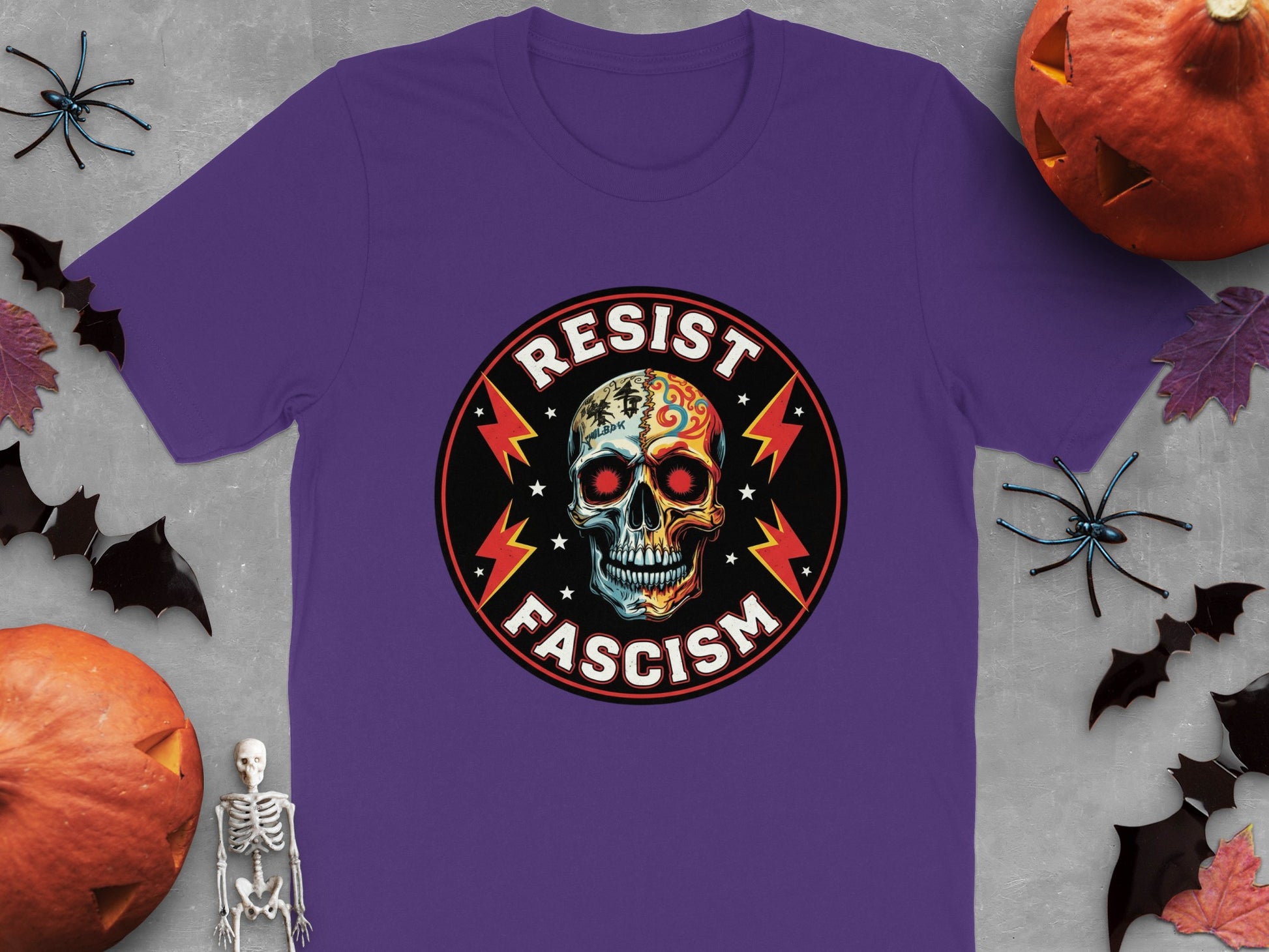 Resist Fascism Skeleton Skull T-shirt product type
