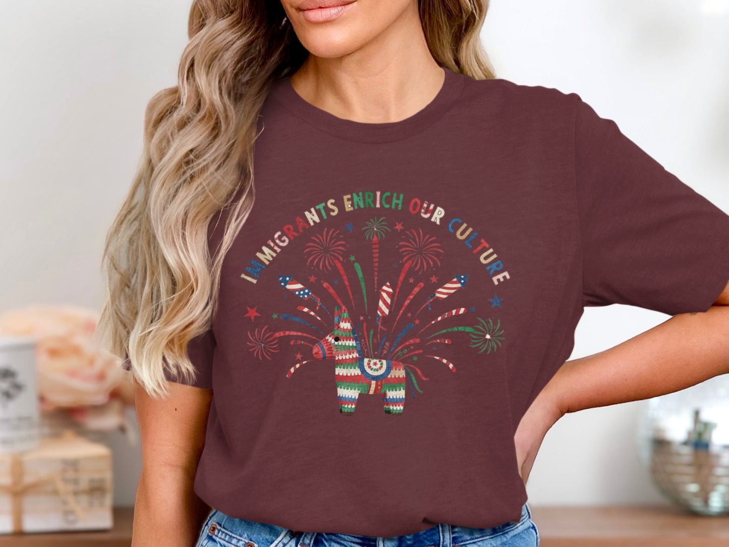 Immigrants Enrich Our Culture Fireworks T-Shirt