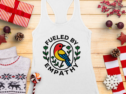 Fueled by Empathy Colorful Bird Design Tank Top