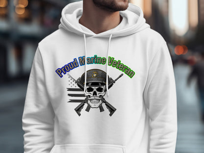 Proud Marine Veteran Skull Graphic Hoodie