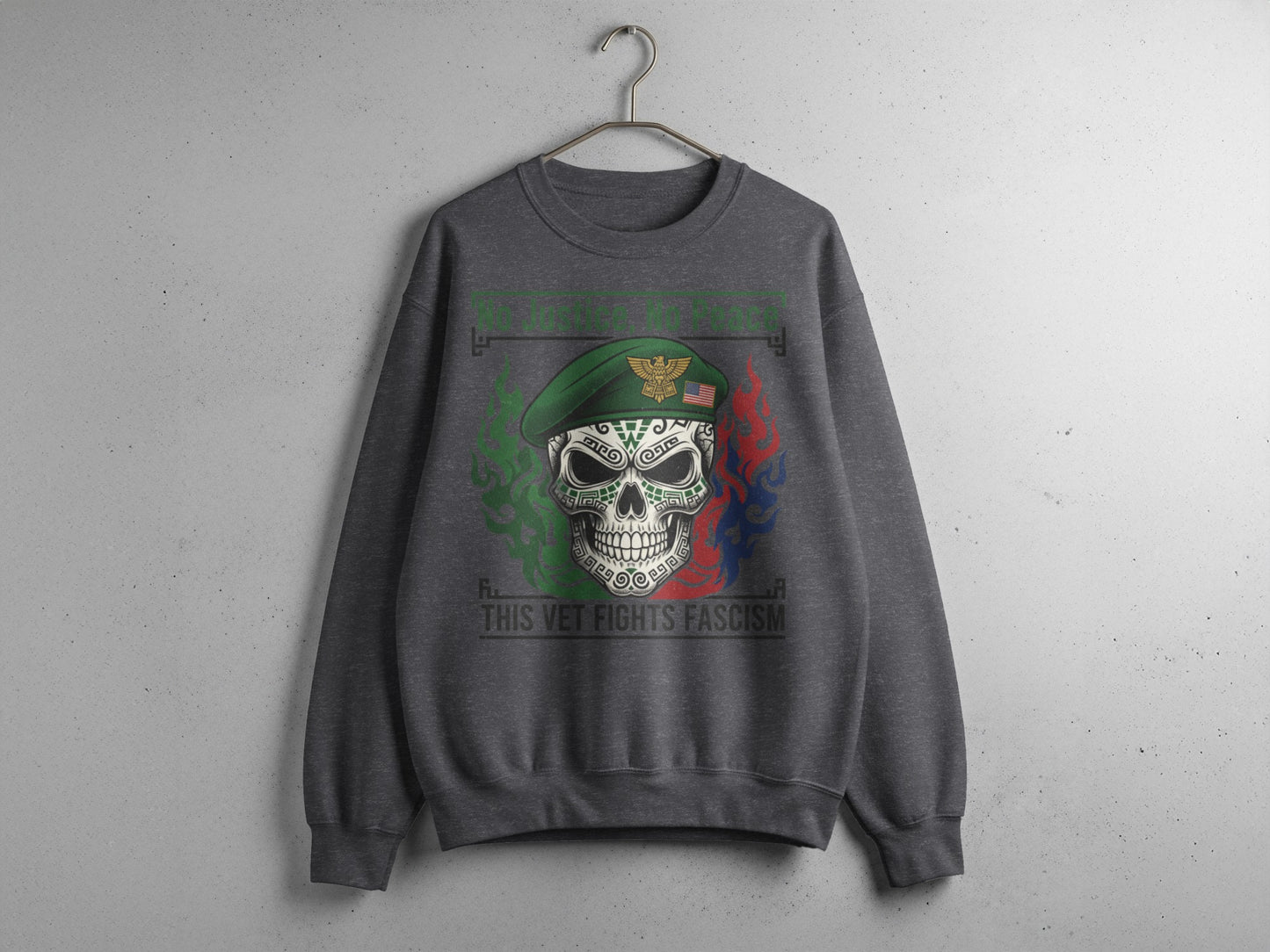This Vet Fights Fascism Skull Design Sweatshirt