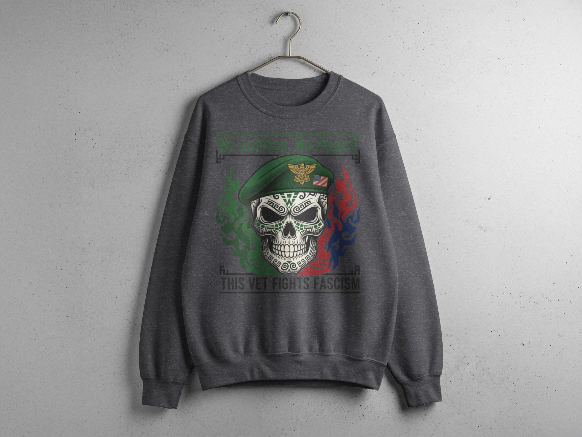 This Vet Fights Fascism Skull Design Sweatshirt