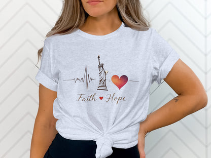 Faith Hope Heart Statue of Liberty Design T-shirt product