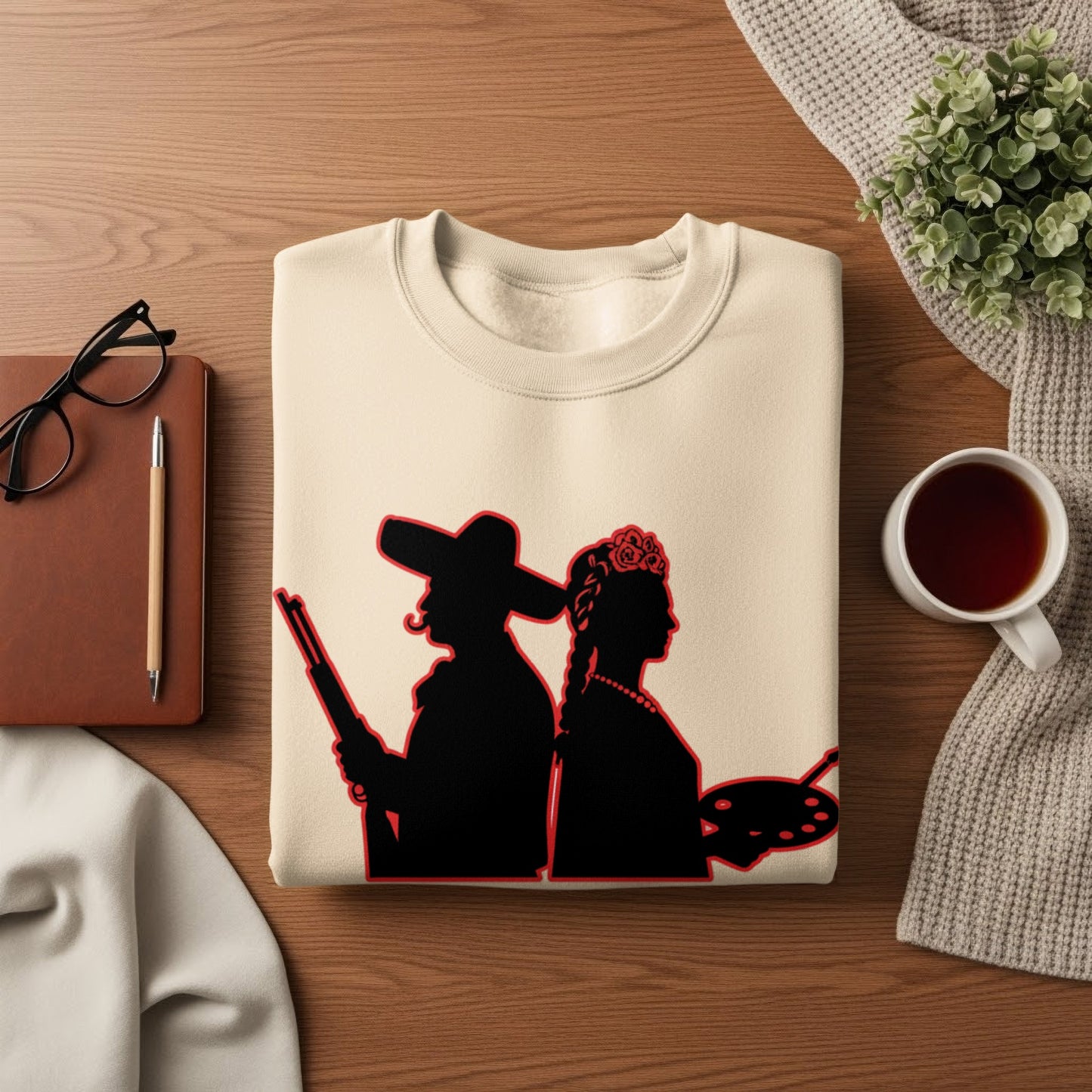 Artistic Couple Silhouette Sweatshirt Design