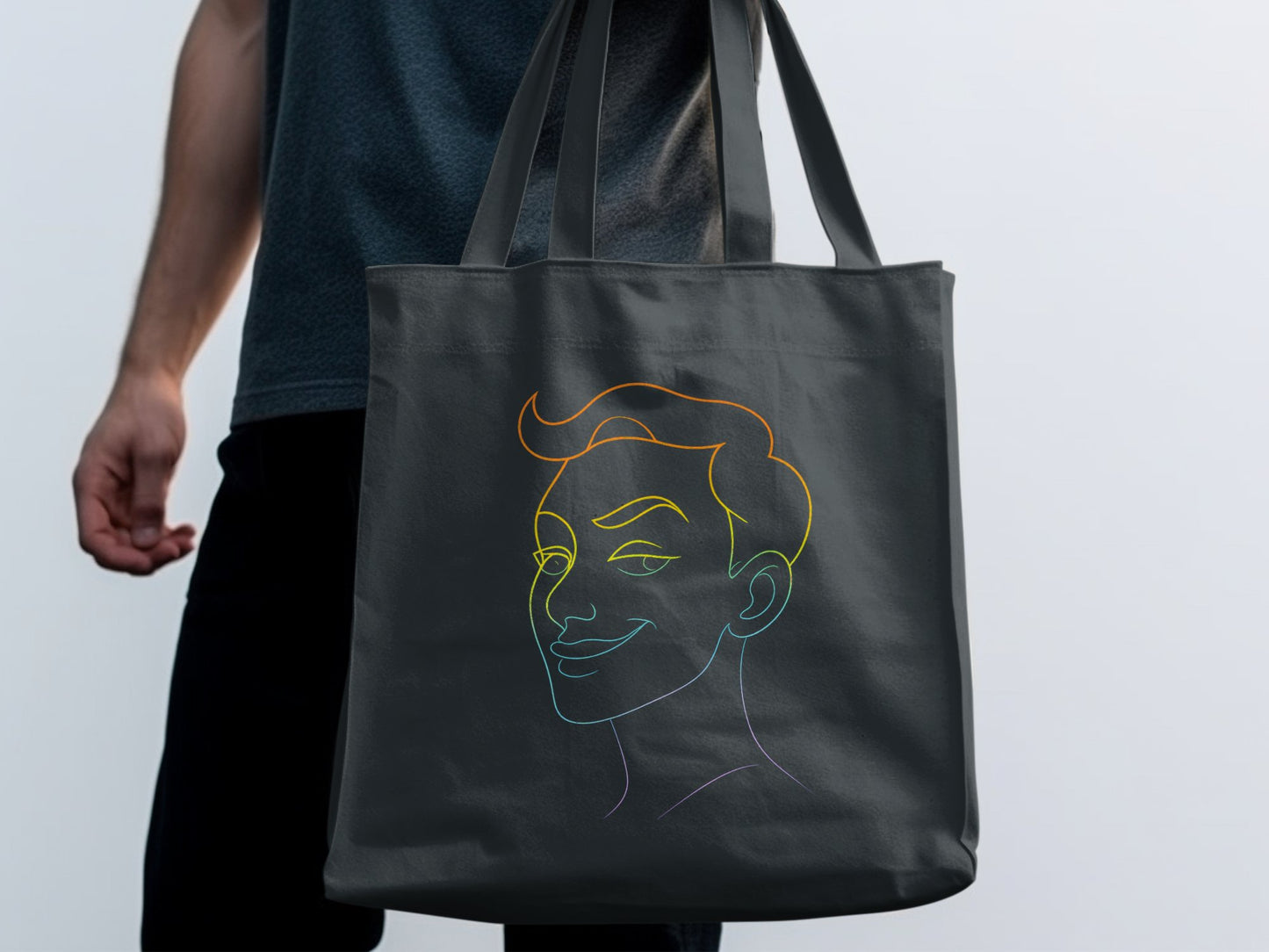 Colorful Line Art Face Design Tote Bag product