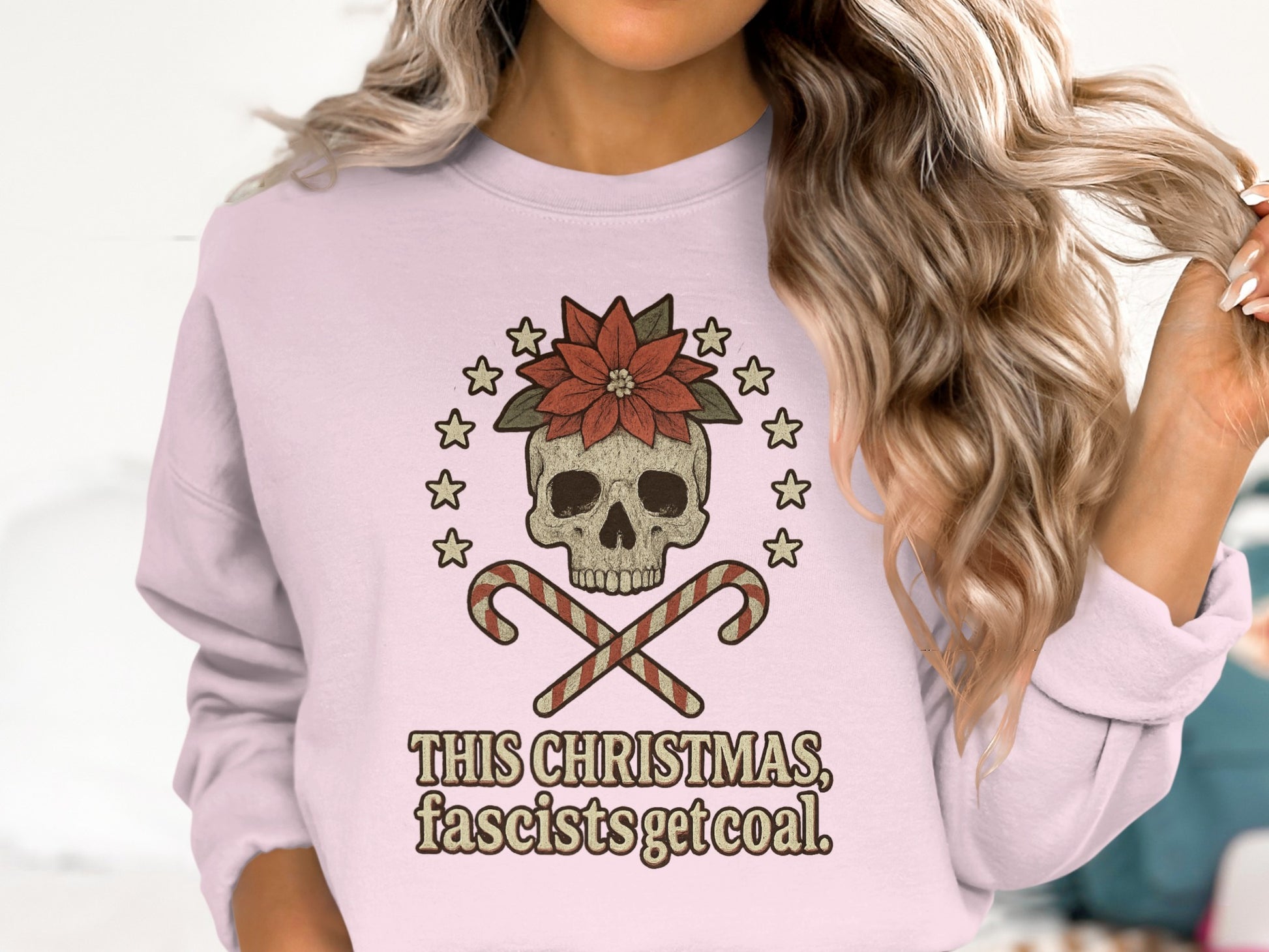 This Christmas Fascists Get Coal Skull Sweatshirt